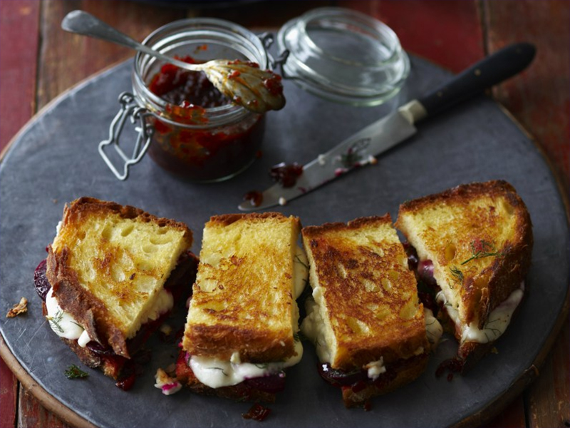 Beetroot Goats Cheese And Chilli Jam Grilled Sandwich Recipe