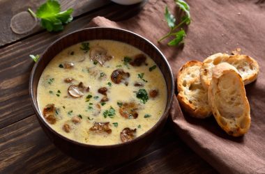 Creamy mushroom and Gjetost Cheese Soup