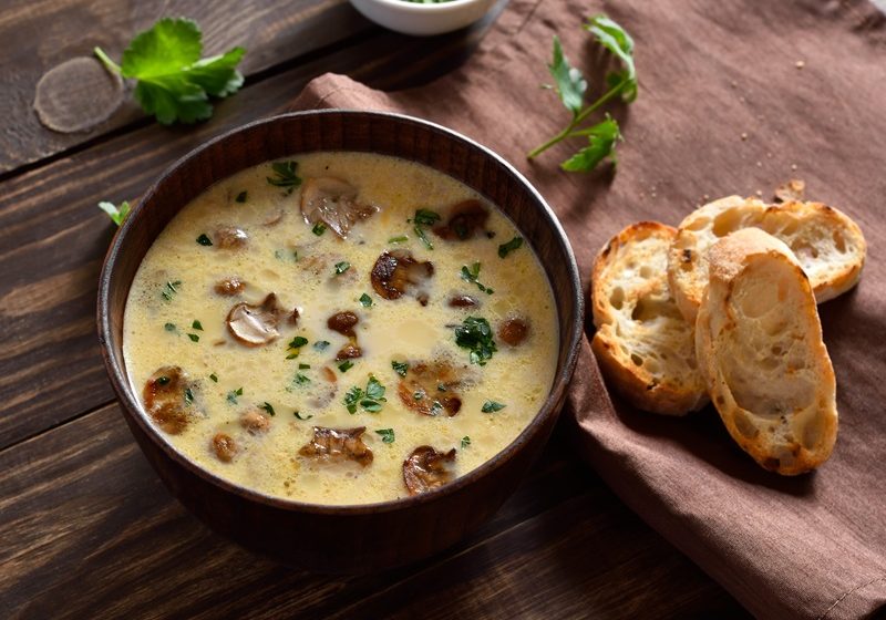 Creamy mushroom and Gjetost Cheese Soup